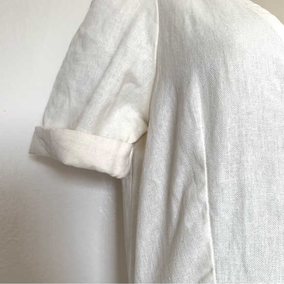 Zara TRF Trafaluc linen viscose cotton midi ivory white dress with buttons - Picture 6 of 12
